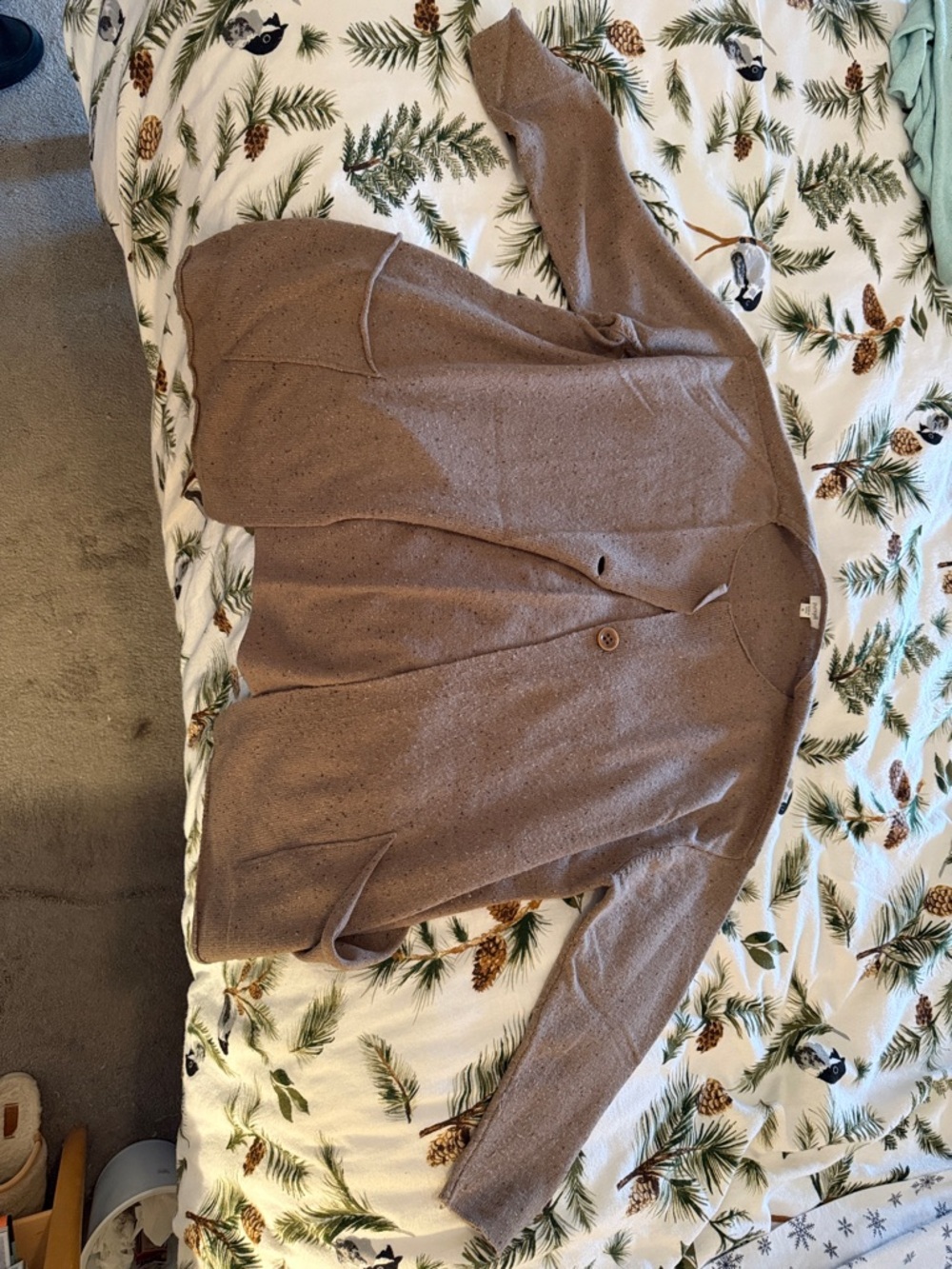 J. Jill Heathered Taupe Button Cardigan